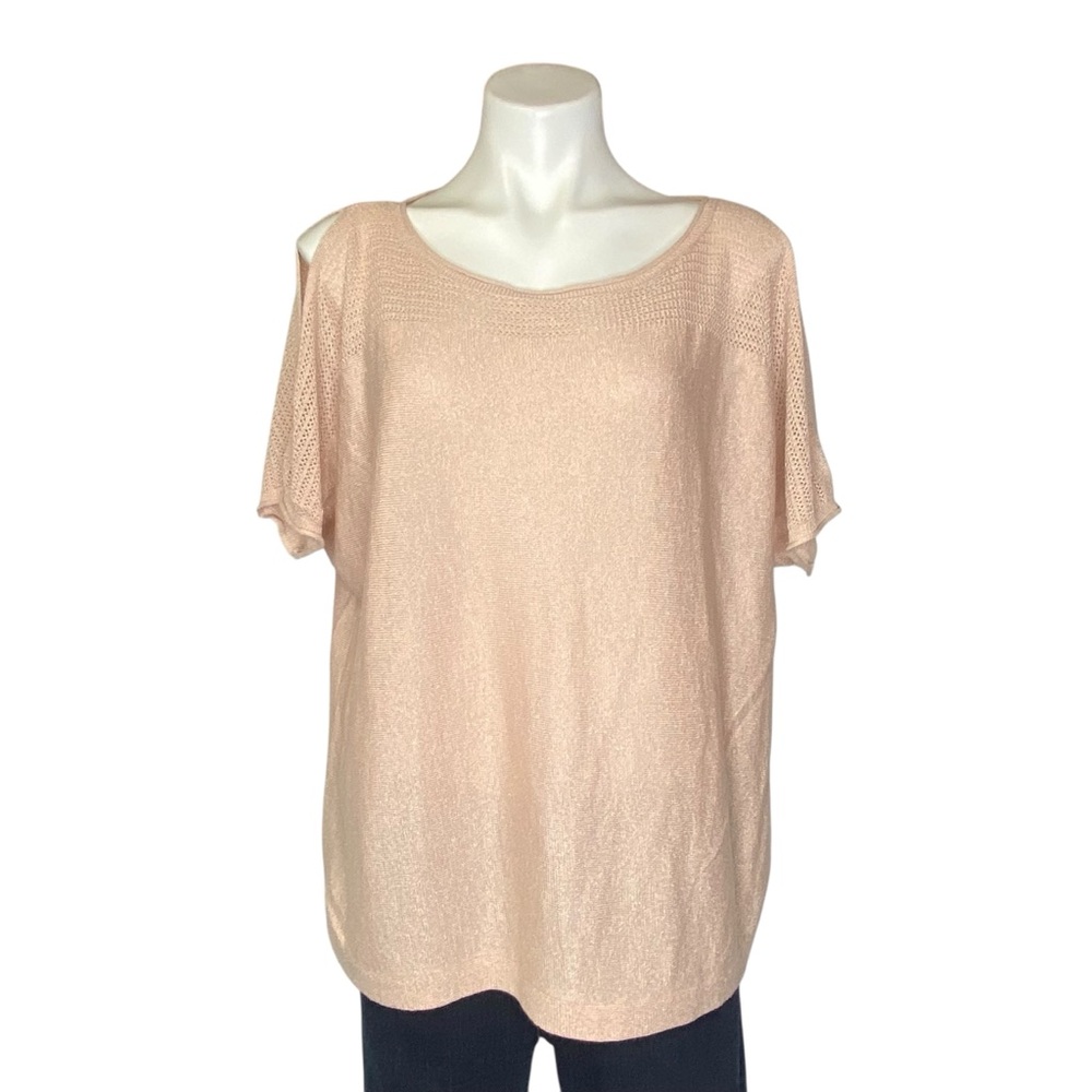 TORRID Rose Metallic Short Slitted Sleeve Dolman Pullover Sweater Size 1